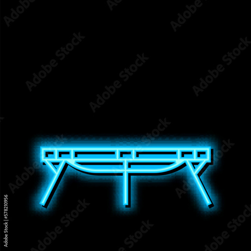 sleeping cot neon glow icon illustration