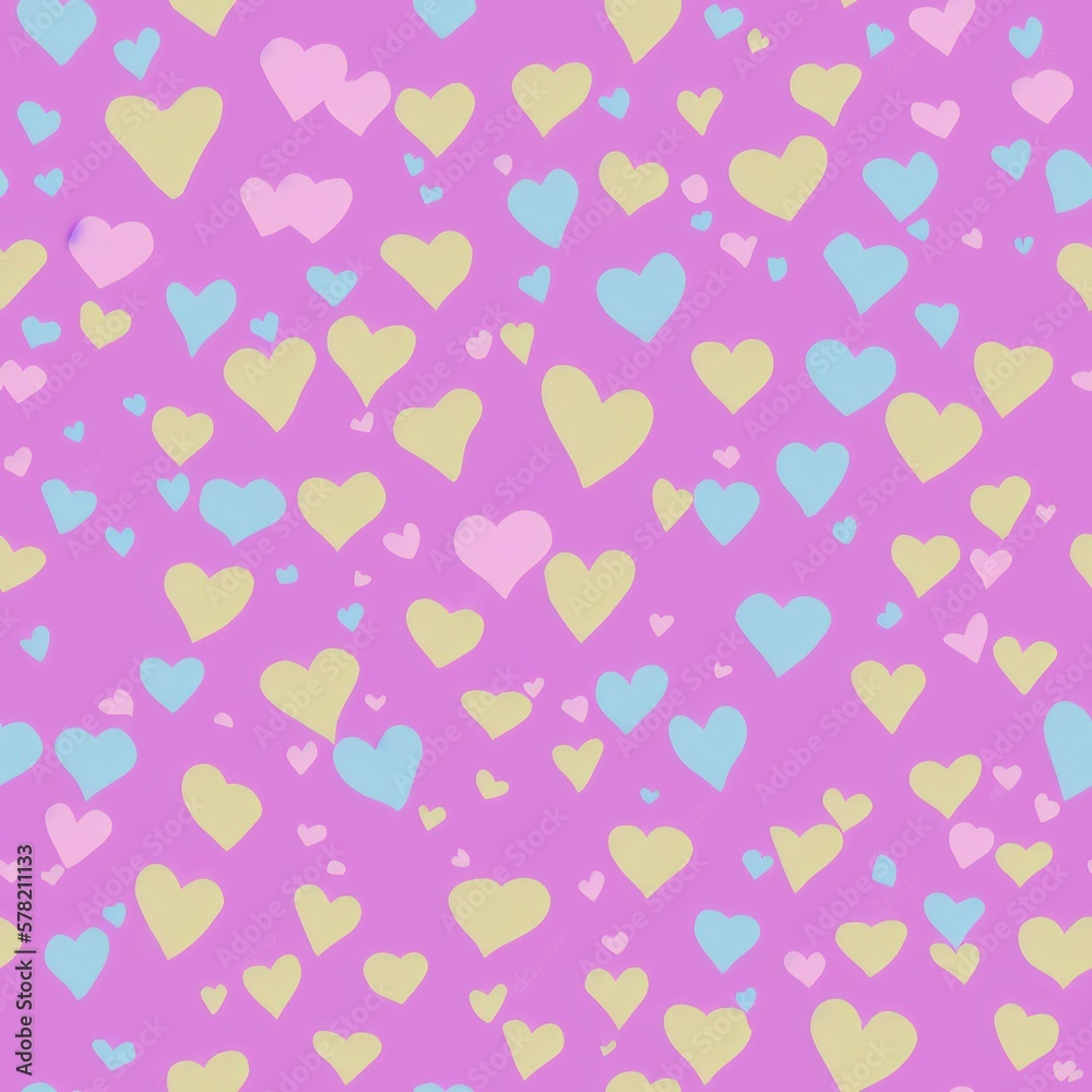 Seamless background with hearts, in pale colors, generative ai Seamless background with hearts, in pale colors, generative ai