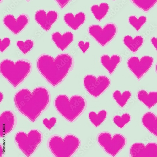 Seamless background with hearts, in pale colors, generative ai © viperagp