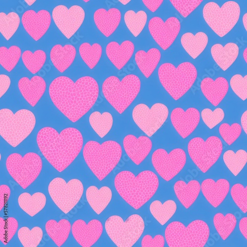 Seamless background with hearts  in pale colors  generative ai