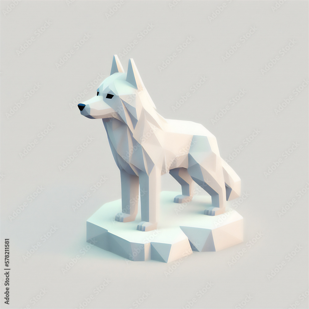 Isometric Low Poly Origami Style Wolf Illustration Isometric Low Poly Origami Style Wolf Illustration