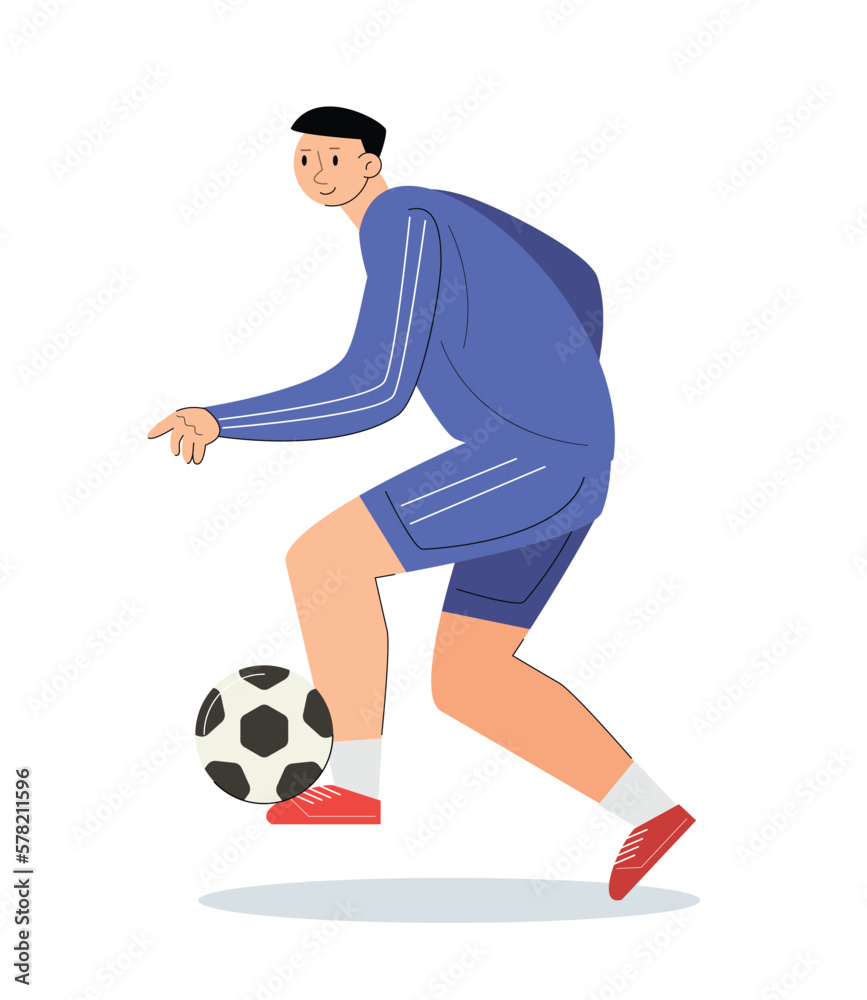 soccer player with the ball. playing football vector illustration