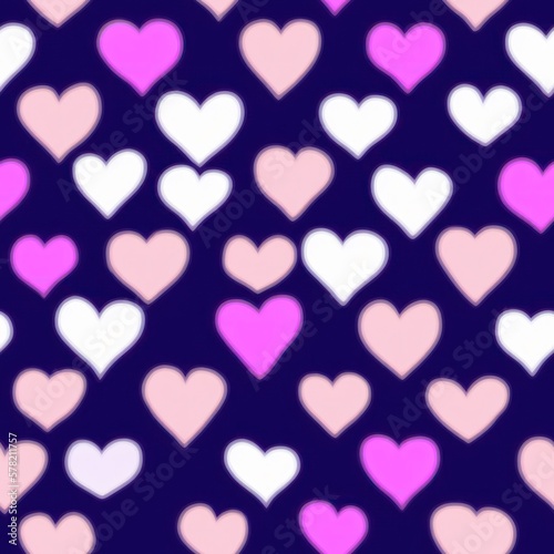 Seamless background with hearts  in pale colors  generative ai