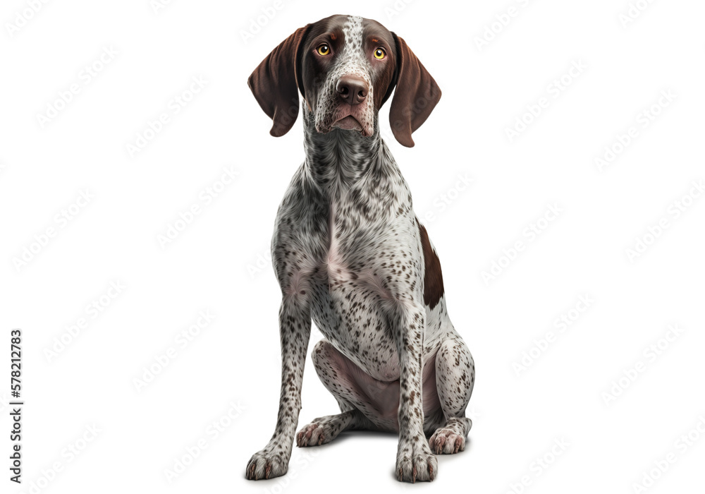 Most beautifu german shorthaired pointer isolated on transparent background. PNG. Portrait of a cute dog. Digital ai art