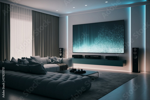Creating a Modern Living Room Vibe with a Big TV Screen: Generative AI