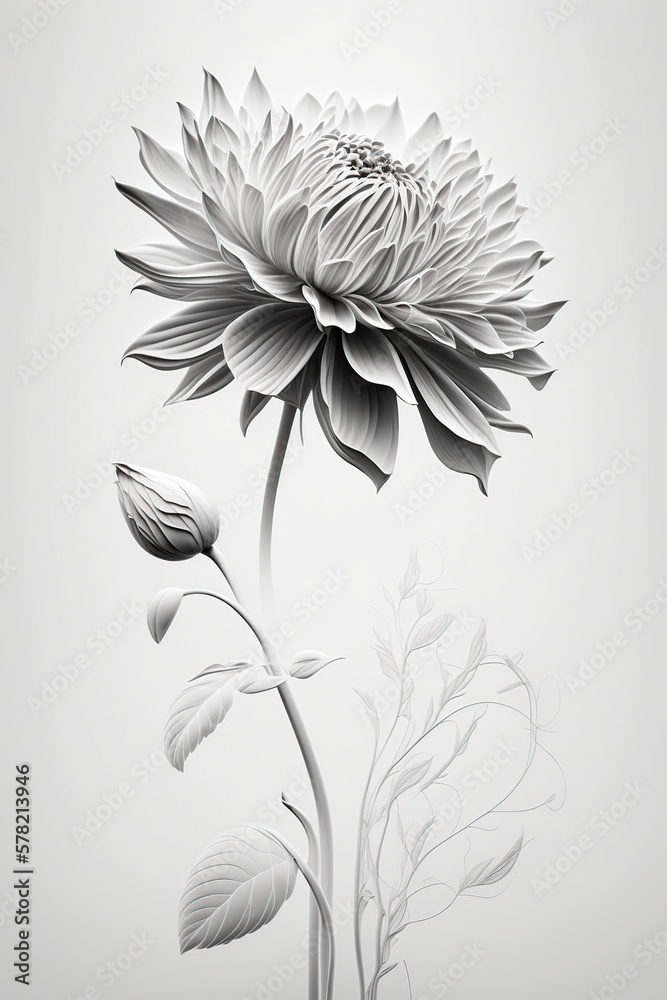 Abstract Flower In Black And White made with Generative AI Abstract Flower In Black And White made with Generative AI