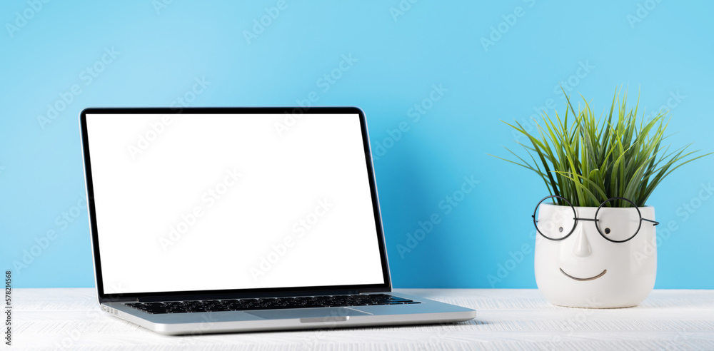 Fototapeta premium Laptop with blank screen for your message, app or web