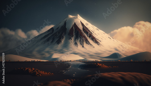 mountain, snow, volcano, nature, landscape, mountain Generative AI, Generativ, KI