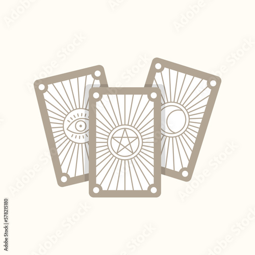 Mystical esoteric cards icon. Flat illustration of three taro cards. Fortune telling concept. Vector 10 EPS.
