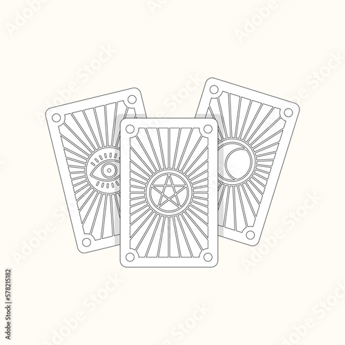 Mystical esoteric cards icon. Flat illustration of three taro cards. Fortune telling concept. Vector 10 EPS.