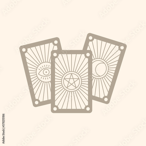 Mystical esoteric cards icon. Flat transparent illustration of three taro cards. Fortune telling concept. Vector 10 EPS.