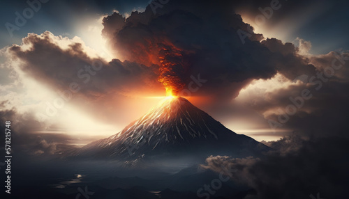 lava coming out of volcano, nature, landscape, mountain Generative AI, Generativ, KI © KainzDesigns
