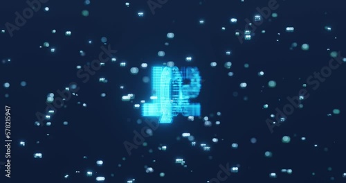 SQL word and SQL statements (Structured Query Language) code on a blue background. 3D animation.