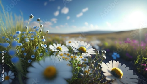 Panoramic flower fields generated by AI technology