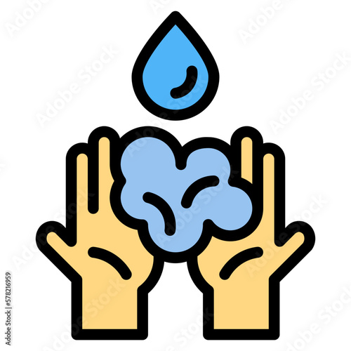 wash hands filled outline icon style