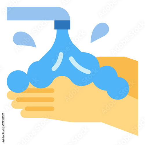 wash hands flat icon style