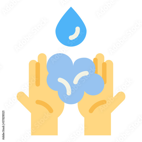 wash hands flat icon style
