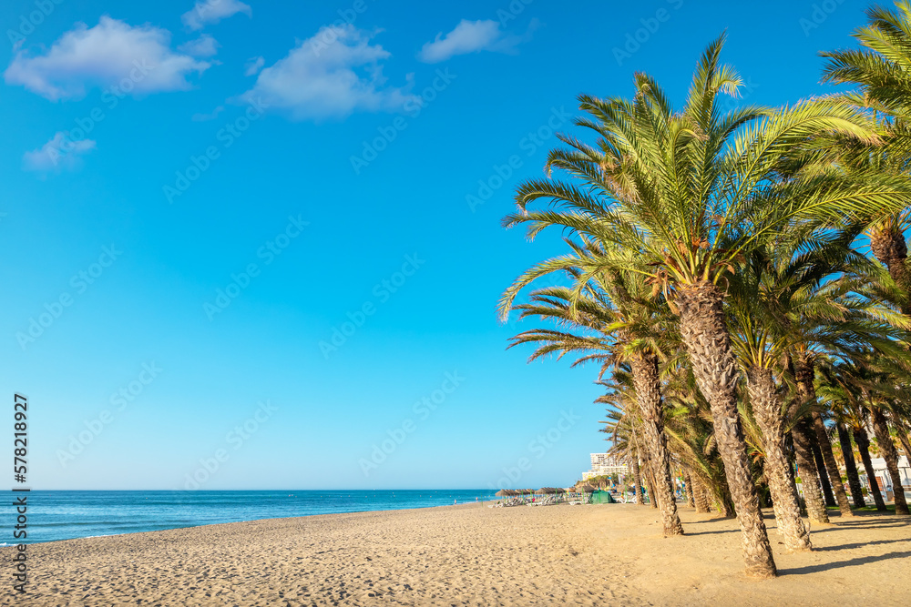 Beach in Torremolinos. Andalusia, Spain - obrazy, fototapety, plakaty 