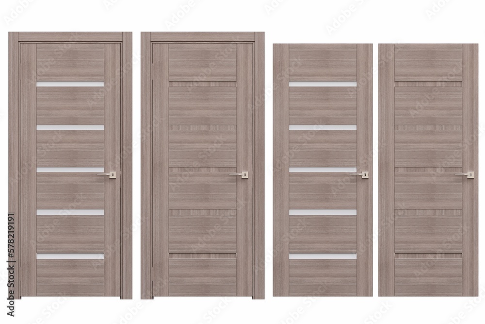 interior doors isolated on white background, interior furniture, 3D illustration, cg render