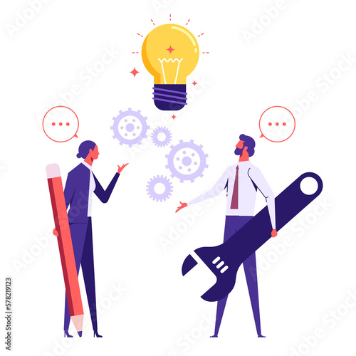 Internship as job career training and skill practice process outline concept, personal development to expert with learning and experience improvement vector illustration, work performance