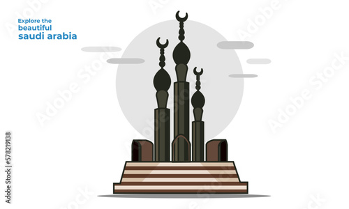 Illustration of islamic pillers from the Al Balad round about photo