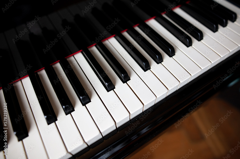 Black and white piano keys. Musical instrument Black and white piano keys. Musical instrument
