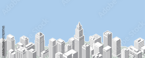 都市の全景ベクターイラスト. 街並み. 