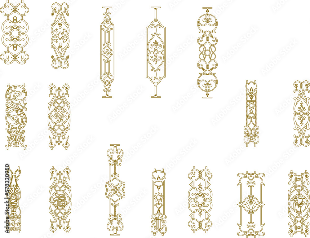 Classic wrought iron railing design vector illustration sketch Classic wrought iron railing design vector illustration sketch
