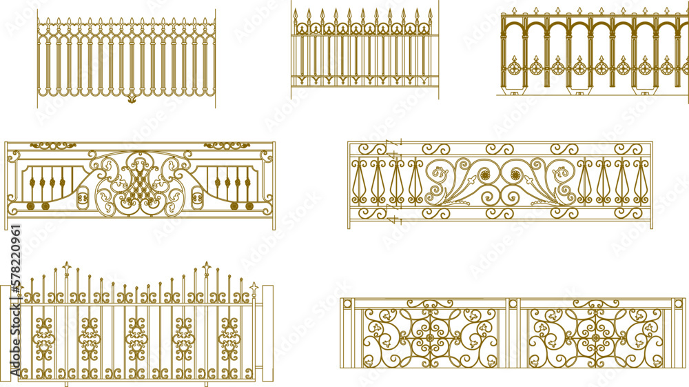 SKETCH of Forged Metal Elements with Antique Ornaments Artistic Forging  Forged Stair Railing Visor Stock Vector  Illustration of border iron  198432343