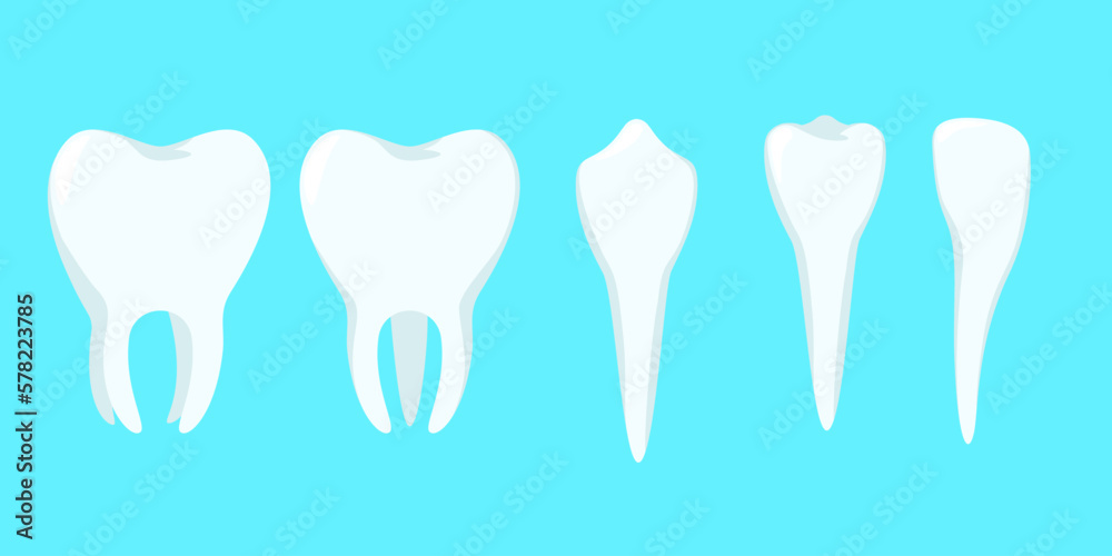 illustration design of collection of teeth and toothache	