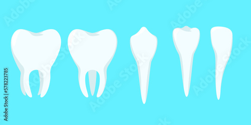 illustration design of collection of teeth and toothache	