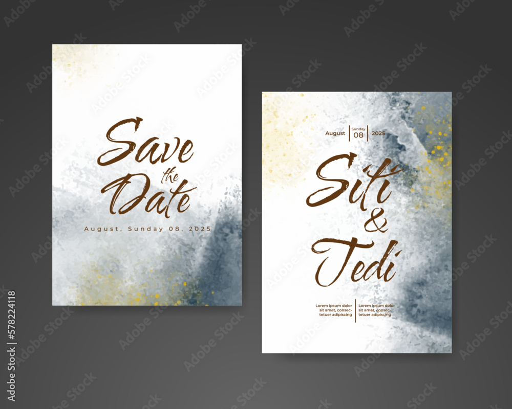 Wedding invitation with abstract watercolor background