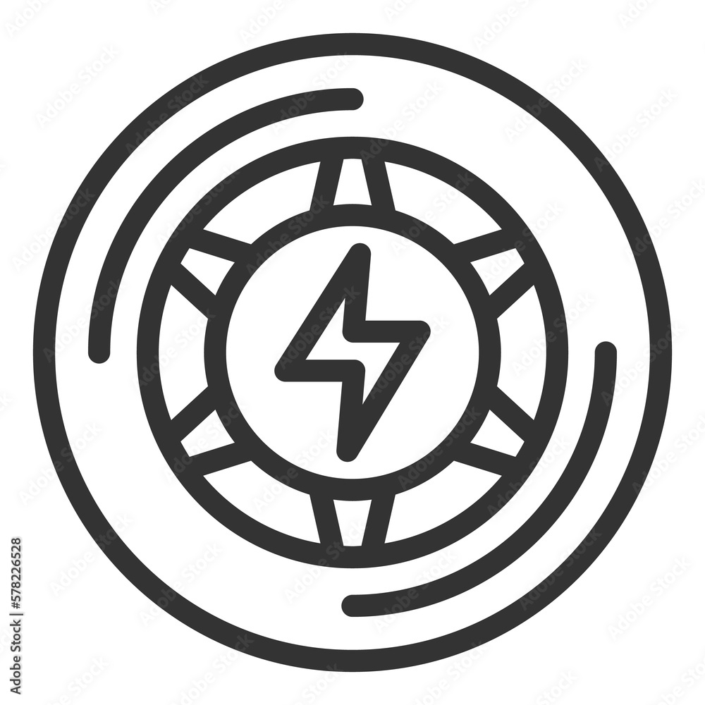 Electric scooter rear wheel - icon, illustration on white background, outline style Electric scooter rear wheel - icon, illustration on white background, outline style