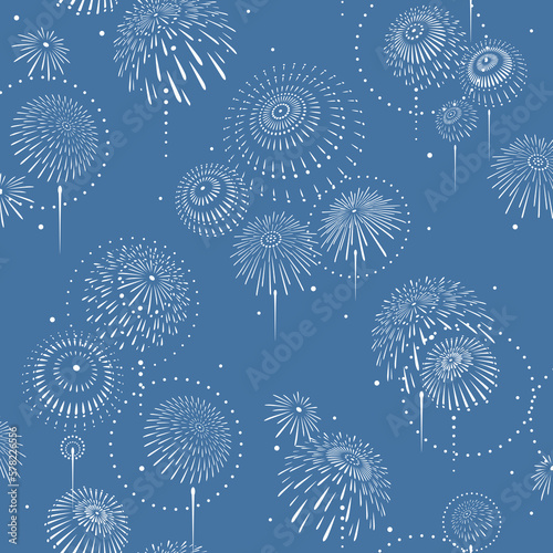 Japanese style traditional fireworks seamless pattern,