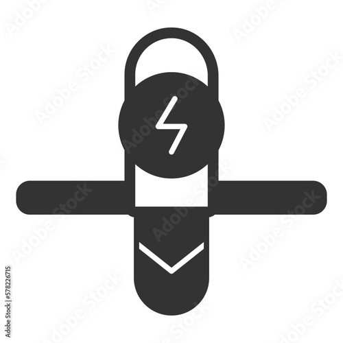 Monowheel front view and energy sign - icon, illustration on white background, glyph style