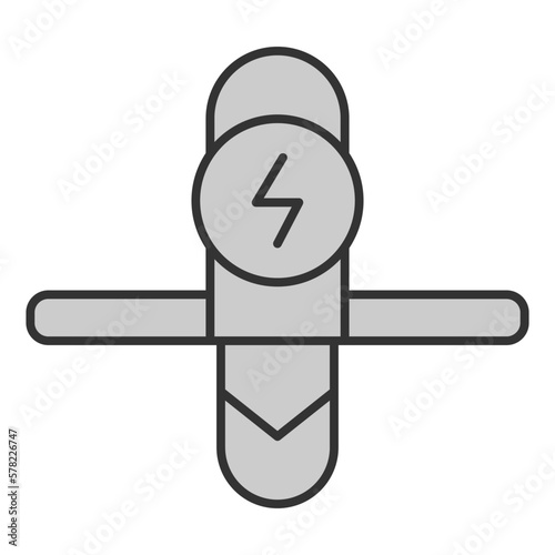Monowheel front view and energy sign - icon, illustration on white background, grey style