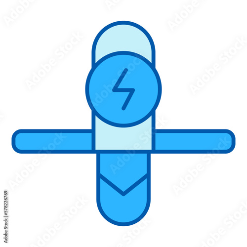 Monowheel front view and energy sign - icon, illustration on white background, color style