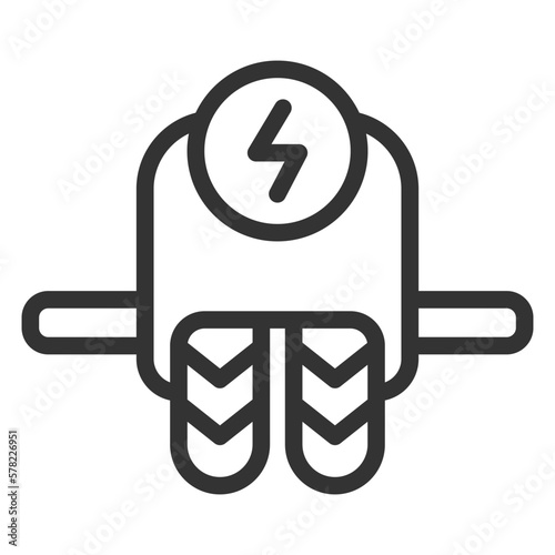 Two-wheeled unicycle and energy sign - icon, illustration on white background, outline style