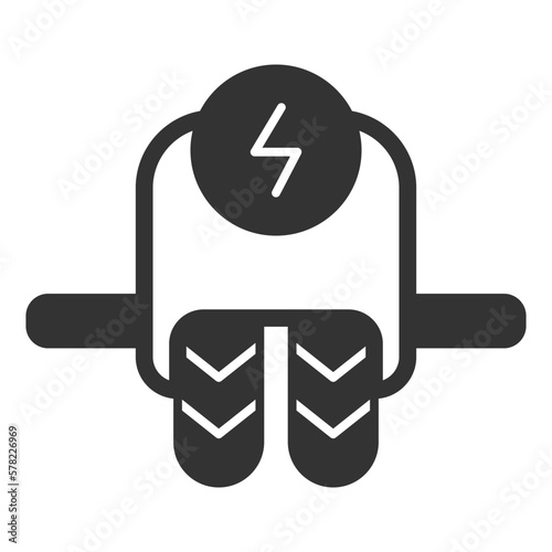 Two-wheeled unicycle and energy sign - icon, illustration on white background, glyph style