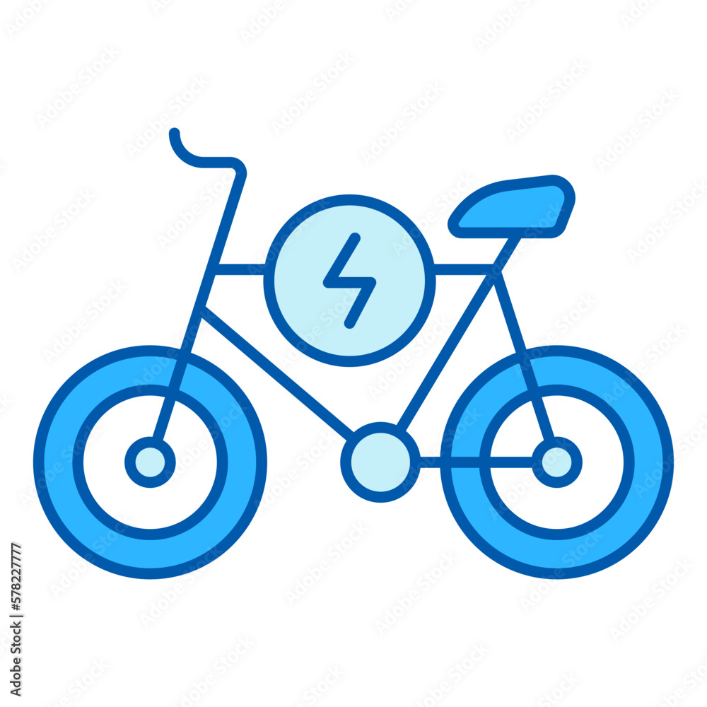 Electric bike and energy sign - icon, illustration on white background, color style Electric bike and energy sign - icon, illustration on white background, color style