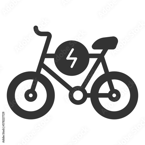 Electric bike and energy sign - icon, illustration on white background, glyph style