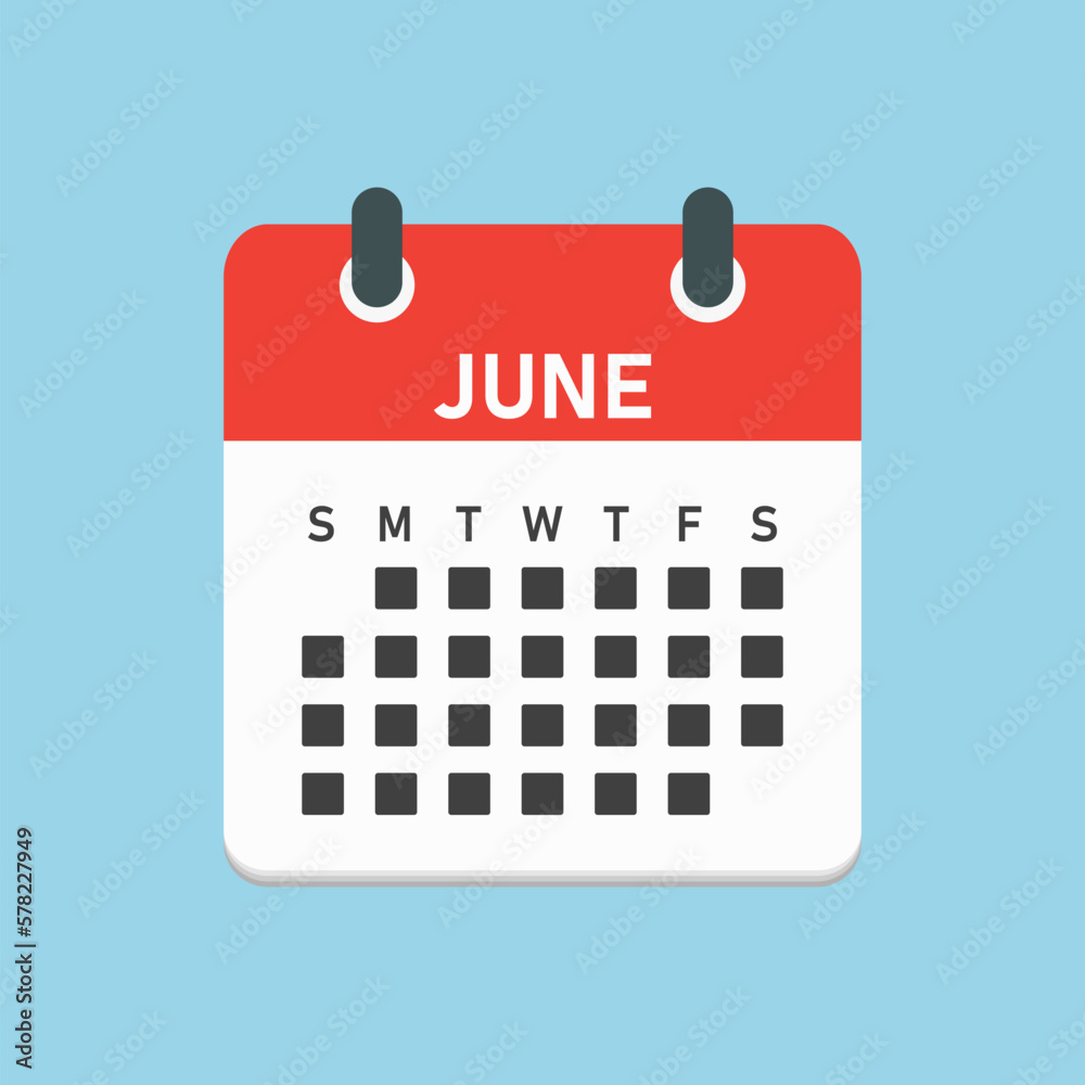 Vector template icon page calendar, month June Vector template icon page calendar, month June