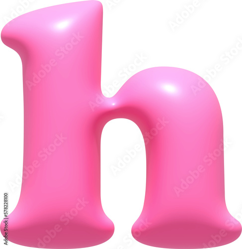 Alphabet illustration typeface letter H. Typography decorate design display font.3D gummy jelly.