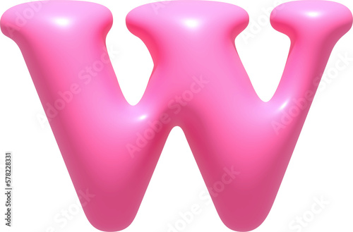 Alphabet  illustration typeface letter W. Typography decorate design display font.3D gummy jelly.