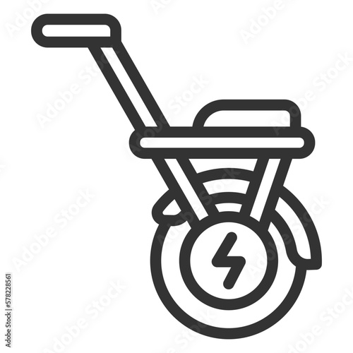 Monocycle, unicycle with seat - icon, illustration on white background, outline style