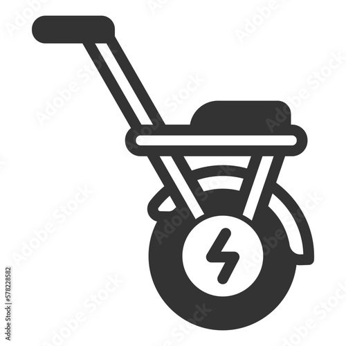 Monocycle, unicycle with seat - icon, illustration on white background, glyph style