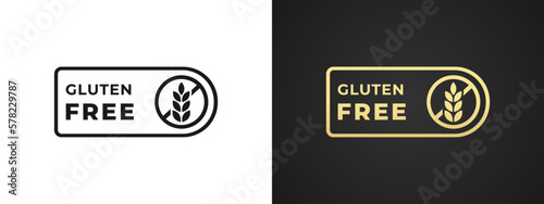 gluten free logo vector or gluten free label icon vector isolated in flat style. Simple design of gluten free labels or seals for healthy diet products. Gluten free logo stamp for diet support product