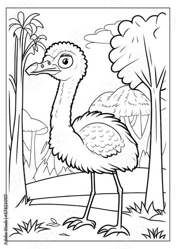 Coloring book page for girl and boys children with cute wild animal vector illustration forest nature zoo theme  photo