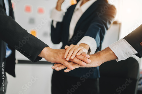 Wallpaper Mural Woman lawyer hand and women client shaking hand collaborate on working agreements with contract documents at the modern office.. Torontodigital.ca