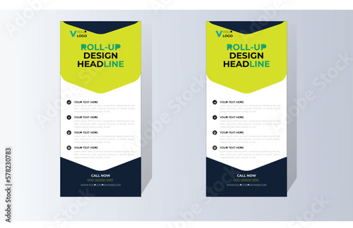 Business Rool Up Modern Banner Vector Template, Standee Design, X-Banner, Print Media Advertising